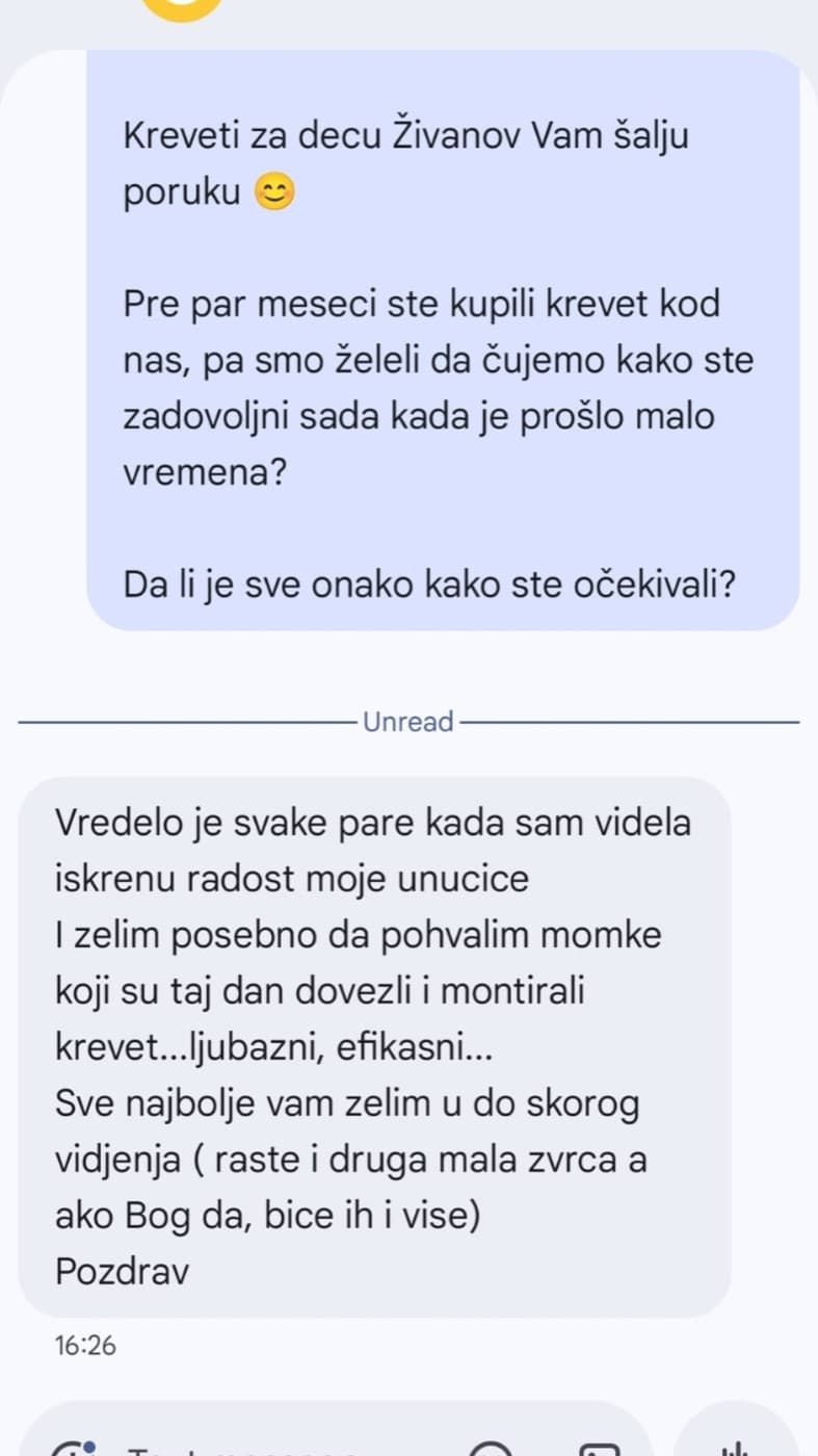 Poruka kupca dva meseca posle isporuke